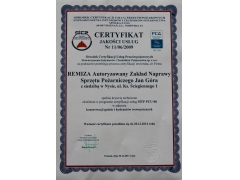 Certyfikat Jakości Usług