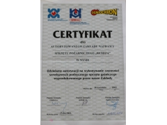 Certyfikat autoryzacji na czynności serwisowe